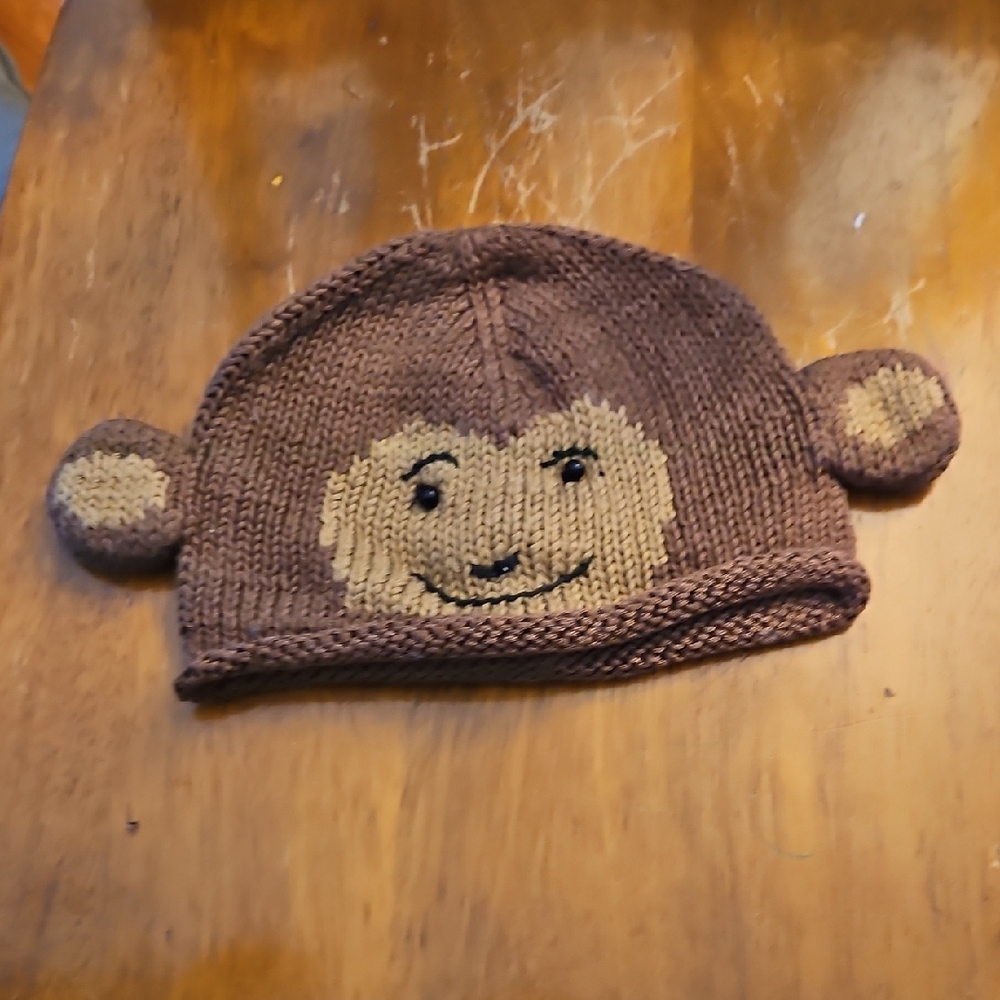 Adorable Brown Monkey Knit Hat for Kids